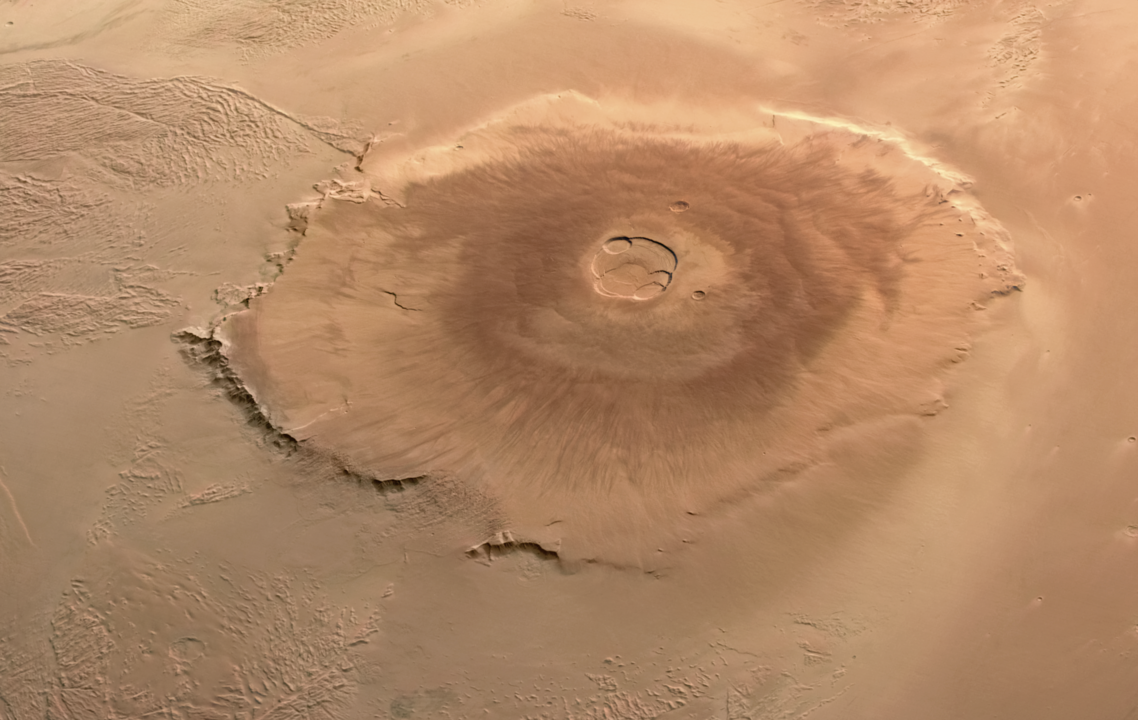 Mars is well known for its volcanoes just like Olympus Mons imaged here (Credit : ESA/DLR/FUBerlin/AndreaLuck)