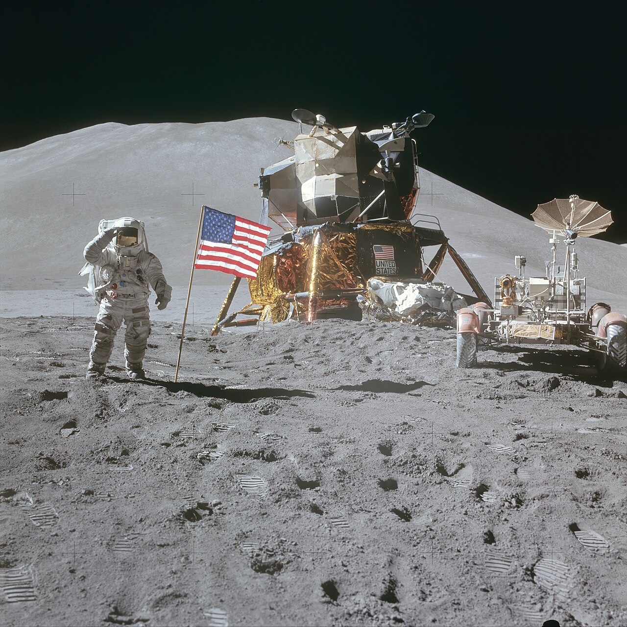 Astronaut James Irwin gives a salute beside U.S. flag during Apollo 15 mission. The rock samples from the Apollo era give only a snapshot to the composition of the lunar surface (Credit : NASA)