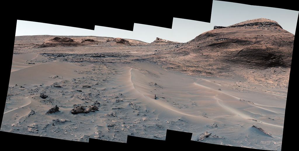 Curiosity used its Mast Camera, or Mastcam, to capture this panorama of a hill nicknamed
