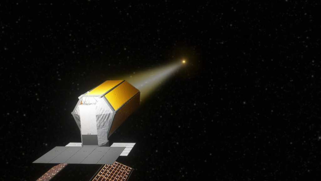 Artist impression of the Habitable Worlds Observatory (Credit : NASA Visualisation Studio)