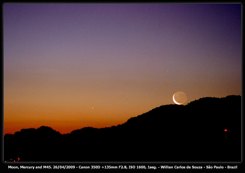 Astrophoto: Moon, Pleiades and Mercury by Willian Souza