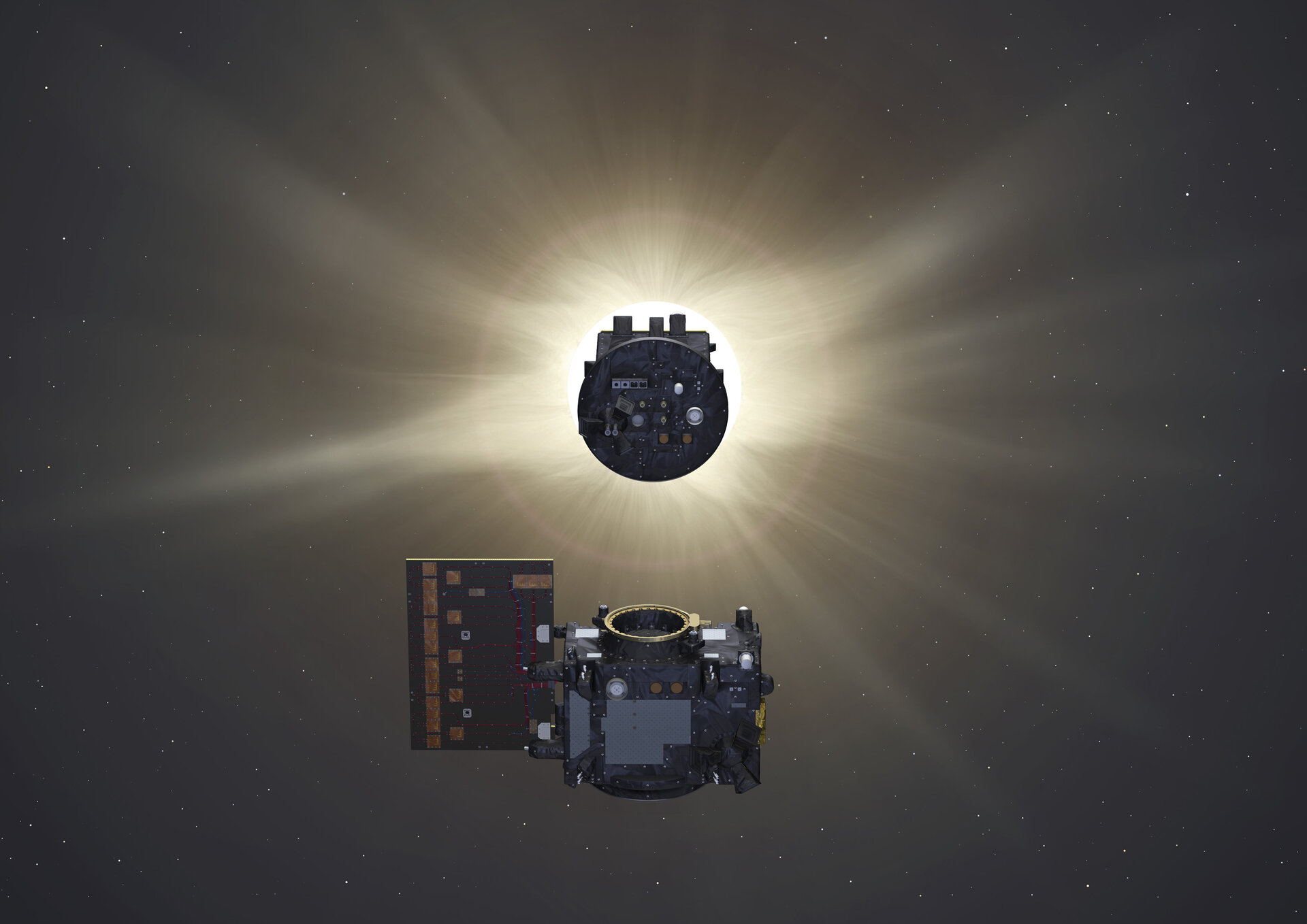 An artist's conception of Proba-3 in space. Credit: ESA/MediaLab.