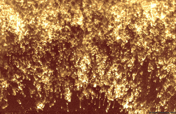 Enlarged image, showing an enormous number of knots.  The size of each knot is about five times as big as Pluto’s orbit in the Solar System