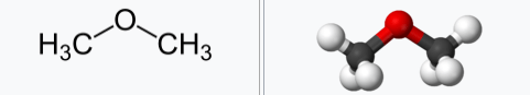 Dimethyl ether has the formula CH3OCH3, simplified to C2H6O. It's the simplest ether and a precursor to other organic molecules. Image Credit: By Benjah-bmm27 - Own work, Public Domain, https://commons.wikimedia.org/w/index.php?curid=2117395