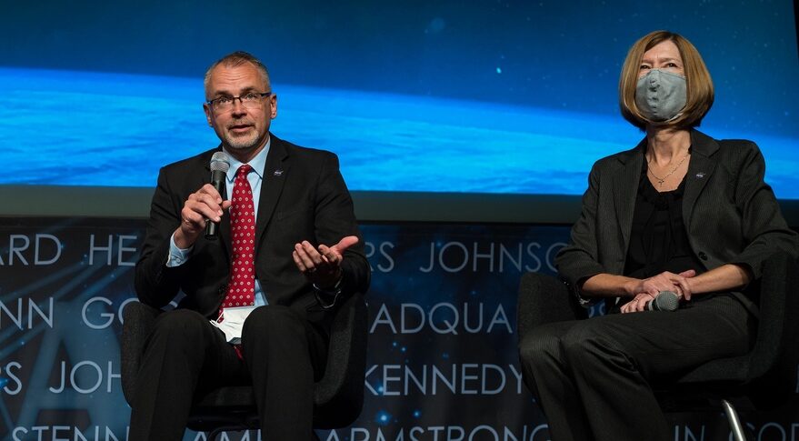 Kathy Lueders (right) will head the new Space Operations Mission Directorate, while Jim Free (left) will lead the new Exploration Systems Development Mission Directorate.