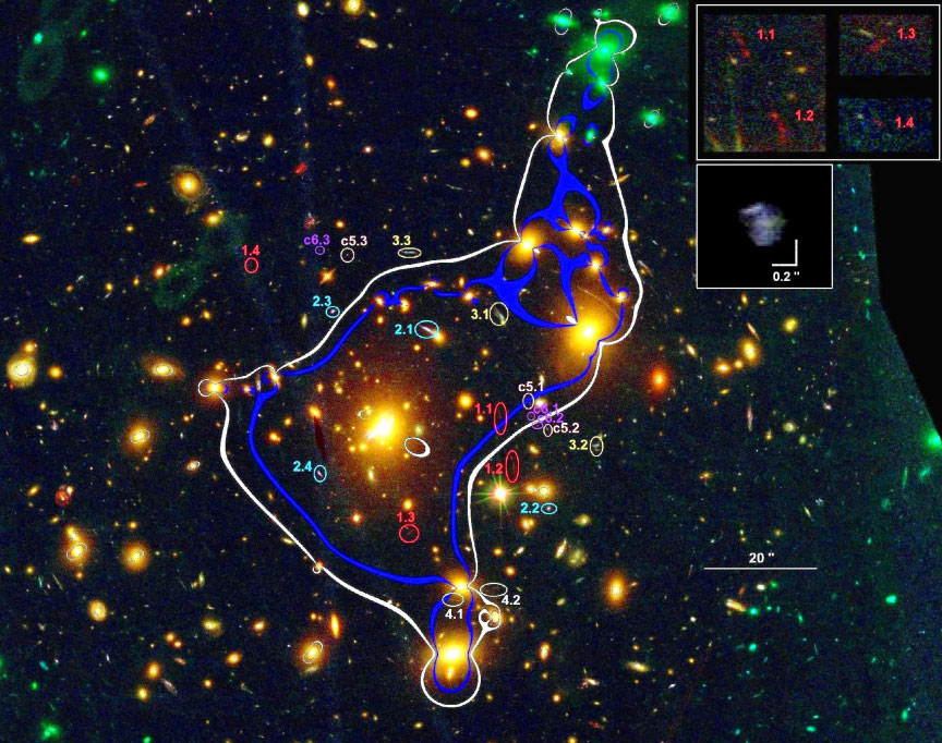 Quadruply Lensed Dwarf Galaxy 12.8 Billion Light Years Away