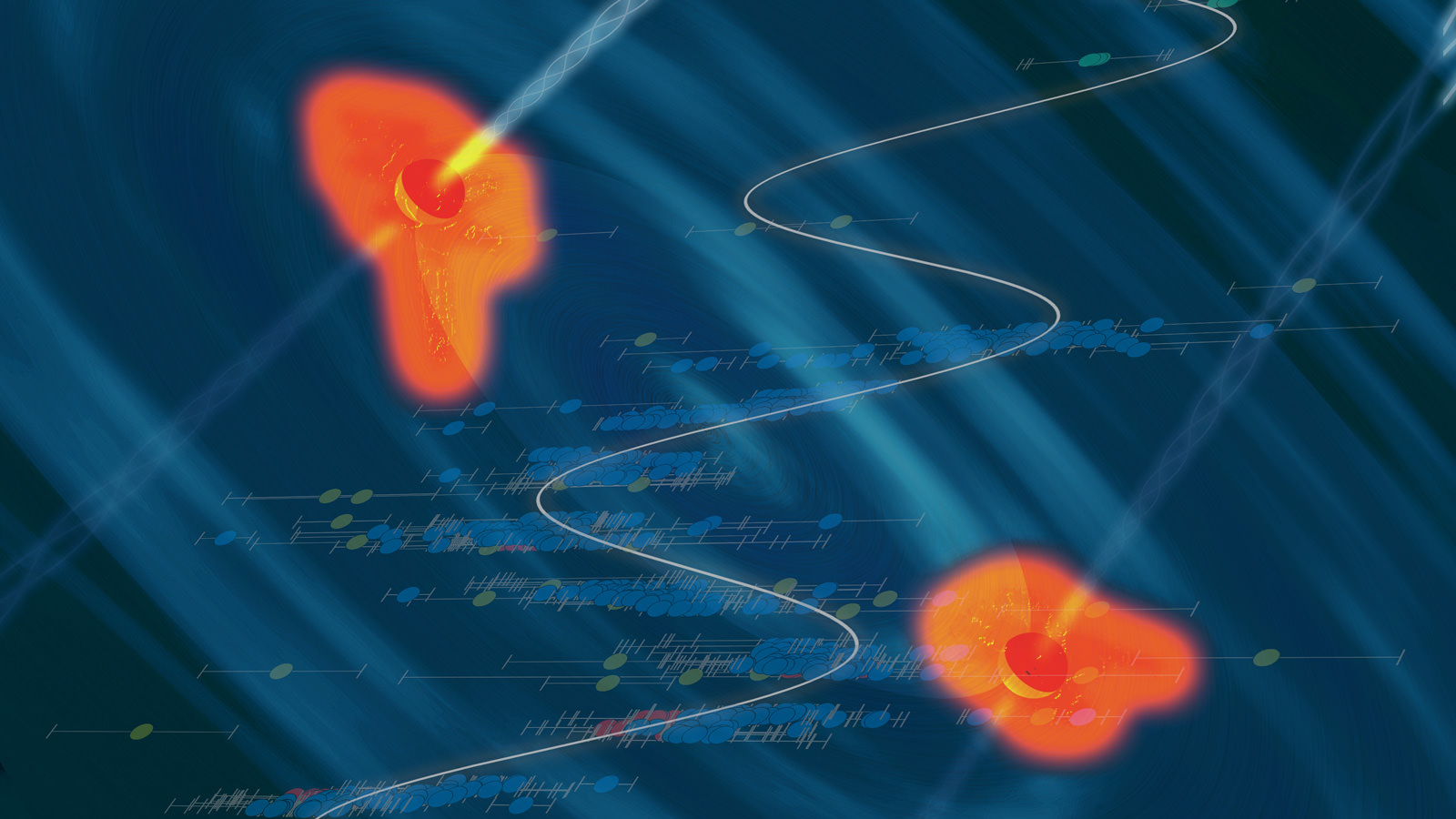 When Two Supermassive Black Holes Merge, It's a Galactic Train Wreck
